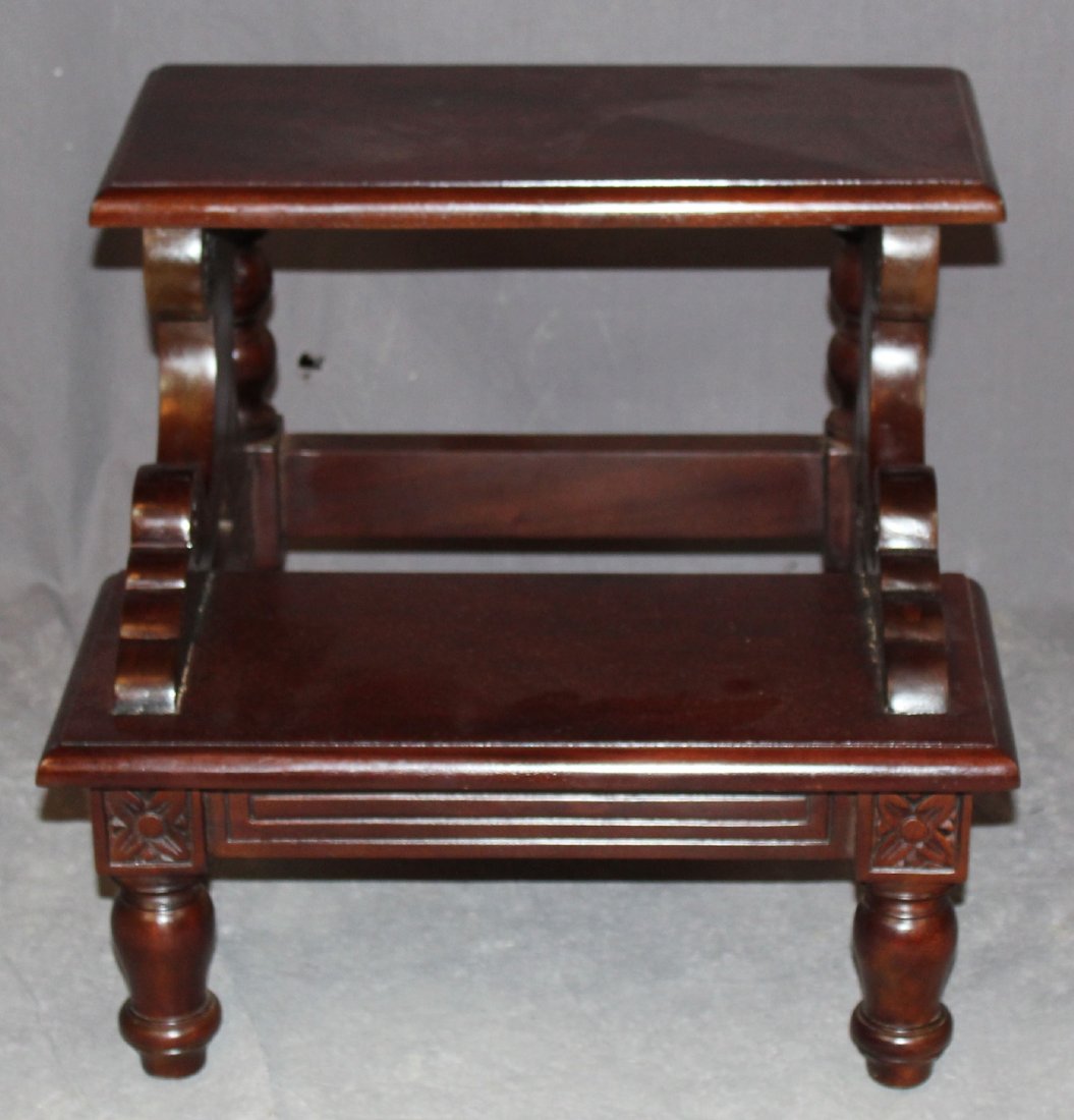 Carved mahogany bed steps (1 of 2)