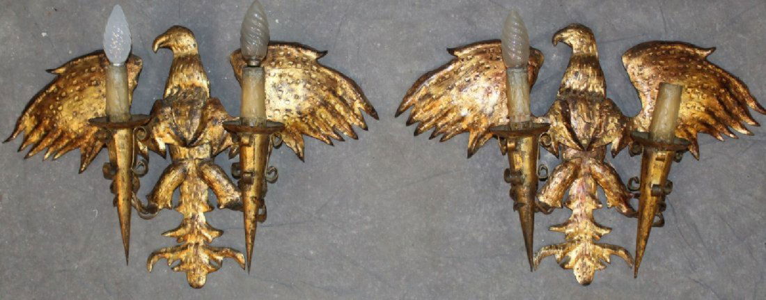 Pair of Italian metal eagle wall sconces (1 of 4)