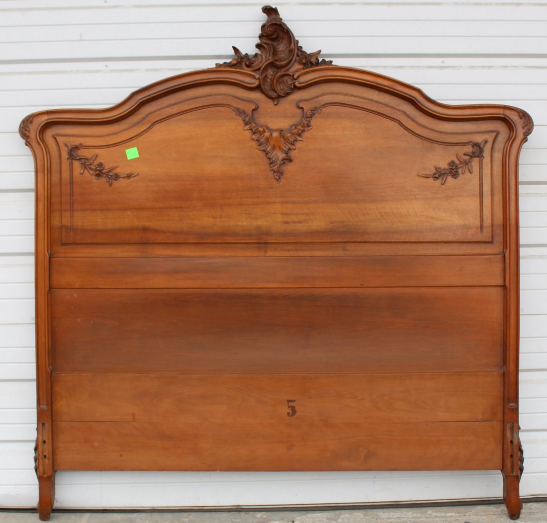 French Louis XV headboard in carved walnut