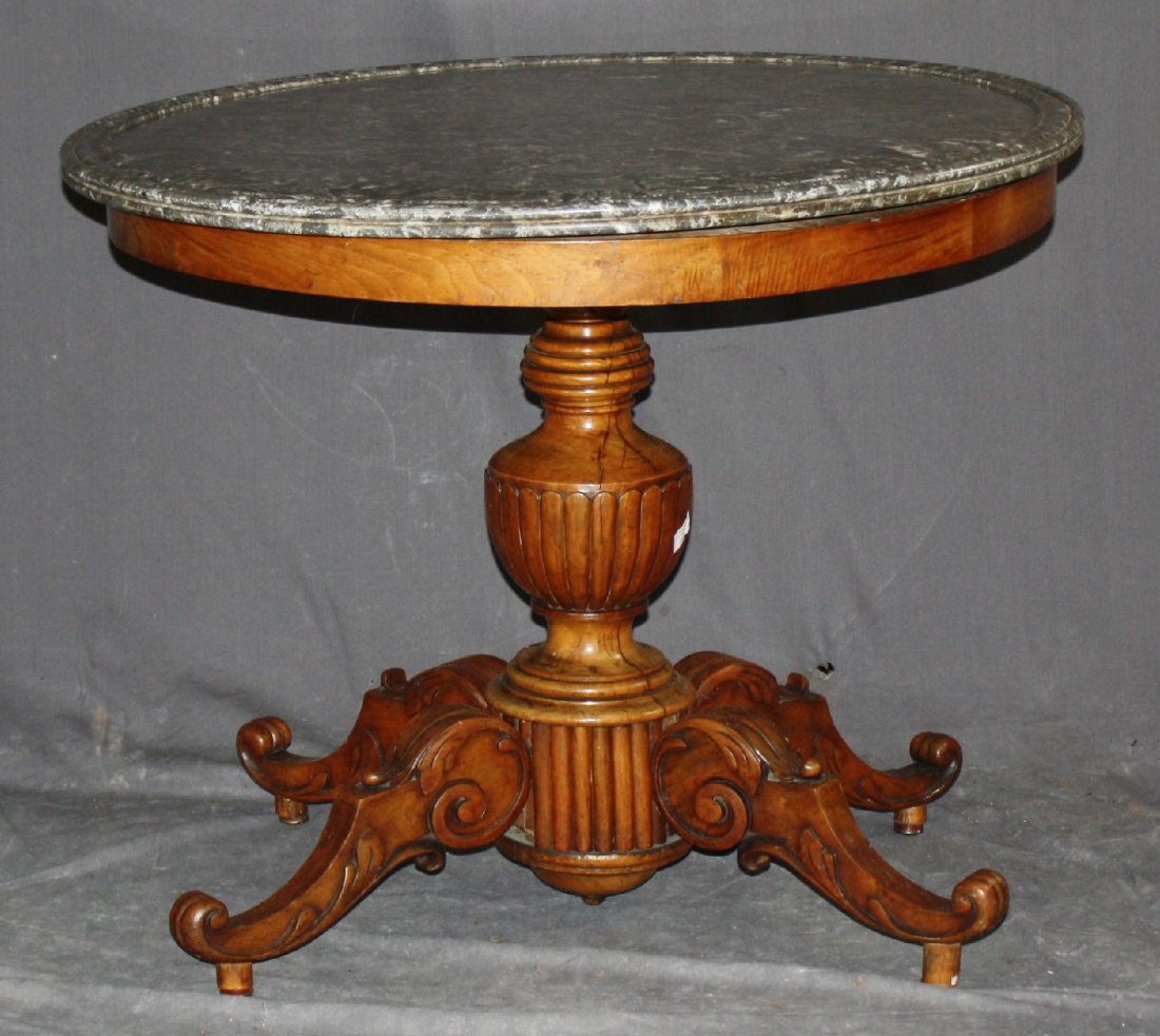 French Napoleon III gueridon table with marble (1 of 6)