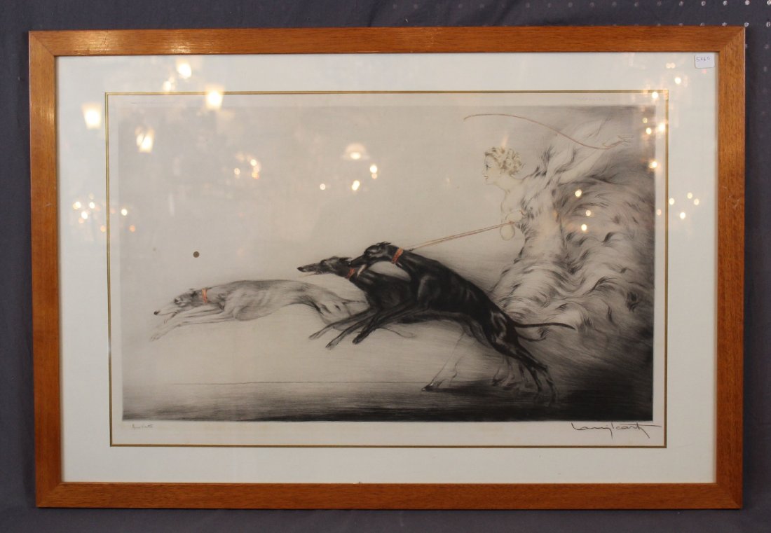 Louis Icart drypoint etching "Coursing I" (1 of 7)