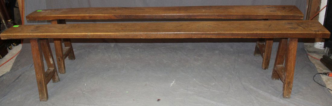 Pair of French walnut backless benches (1 of 3)