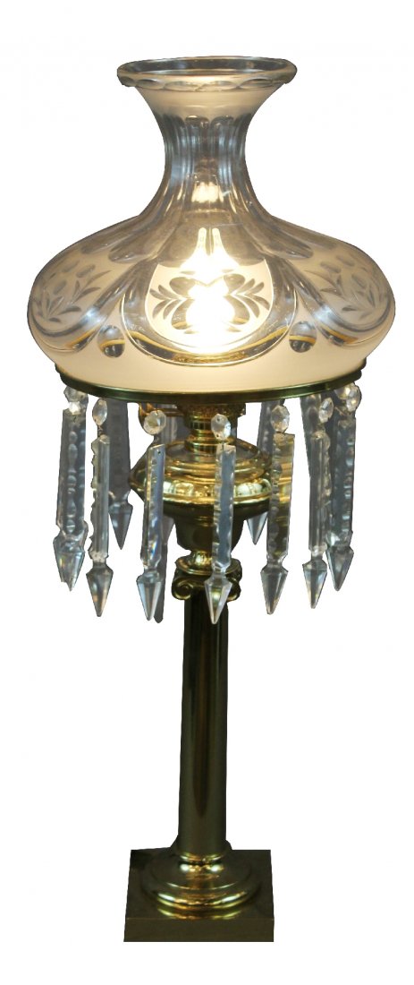 American Astral lamp with #5 prisms & cut shade (1 of 4)