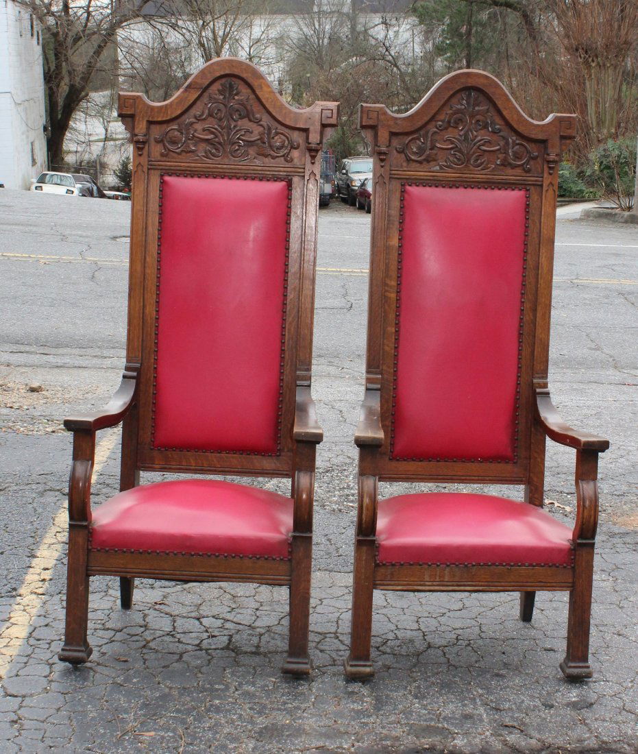 Pair of antique oak Bishop's chairs (1 of 4)