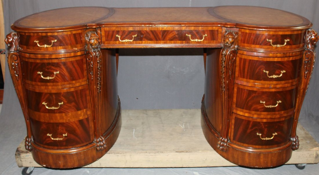 Maitland Smith banded mahogany desk with lions (1 of 4)