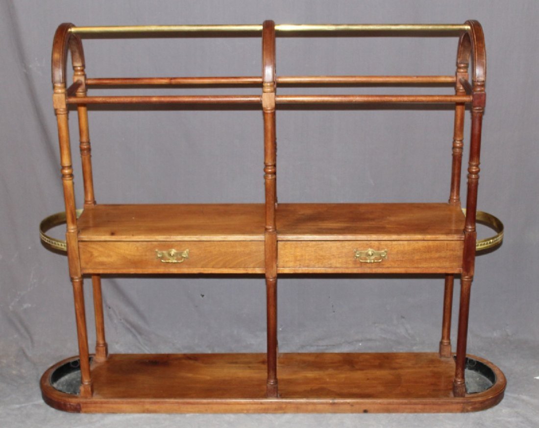 Antique English oak & brass hotel stand (1 of 5)