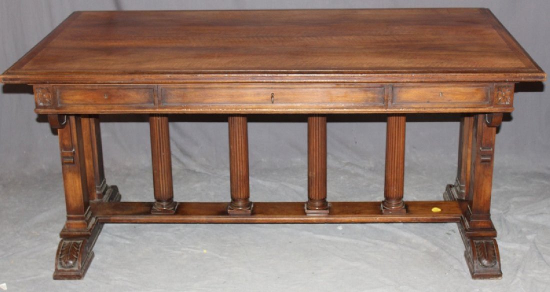 French neo-classical bureauplat desk in walnut (1 of 5)