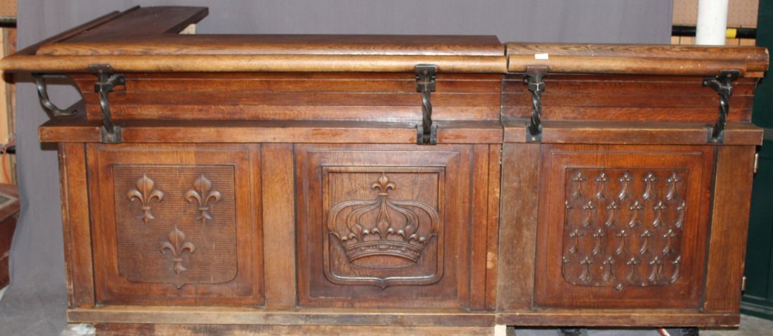 French carved walnut L-shape front bar (1 of 6)