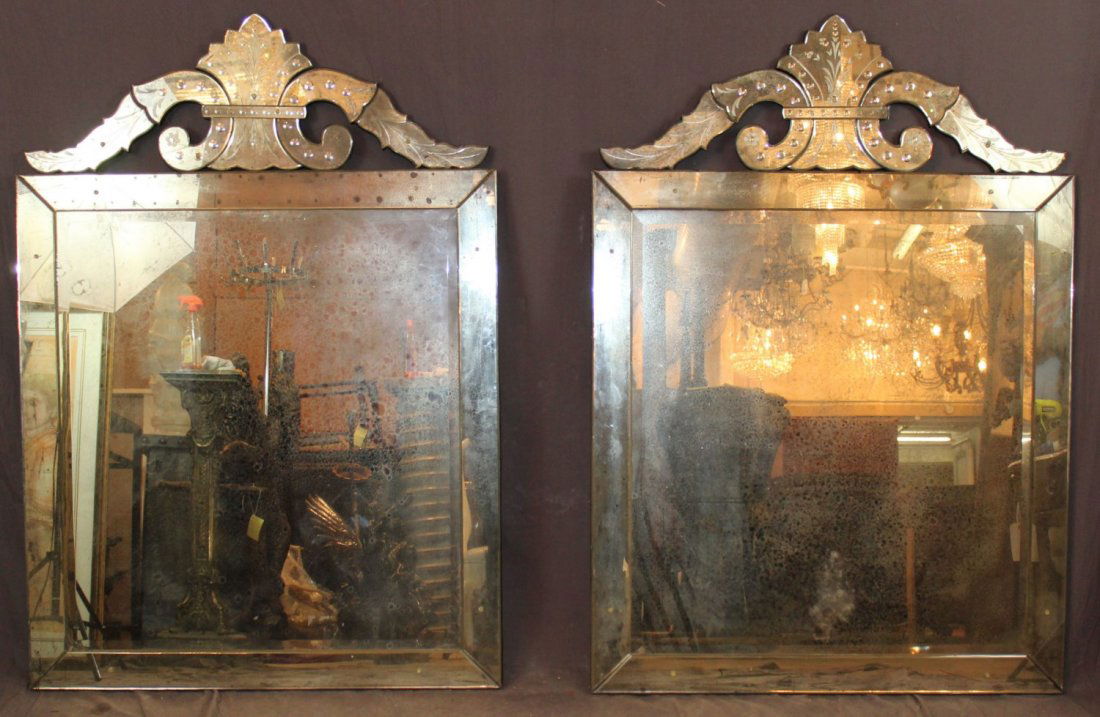 Pair of Venetian style etched mirrors (1 of 6)