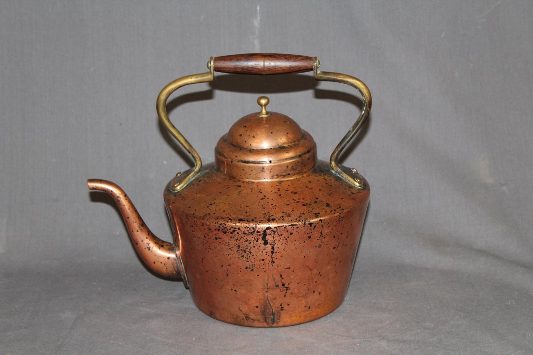 English copper tea pot with brass handle (1 of 3)