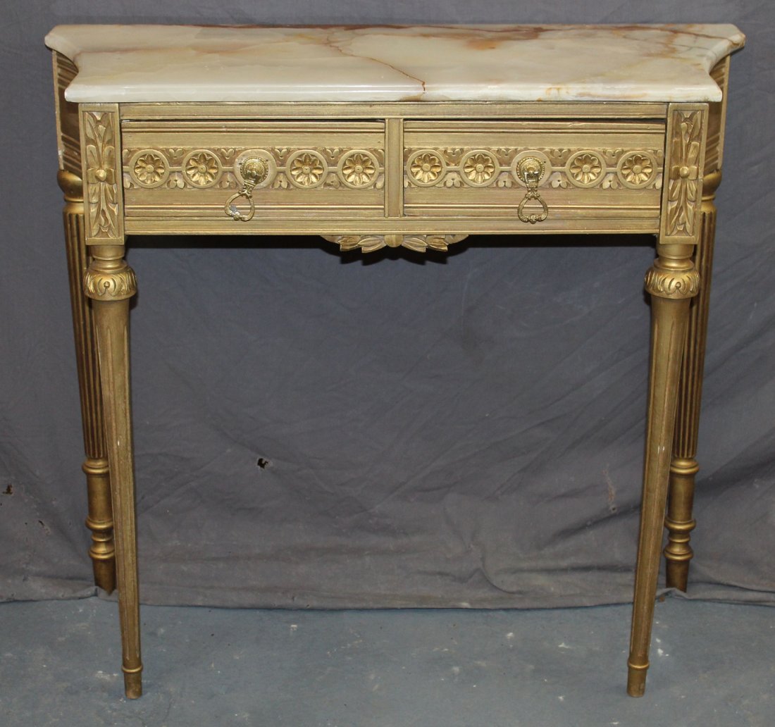 Louis XVI painted finish console table with oynx (1 of 5)