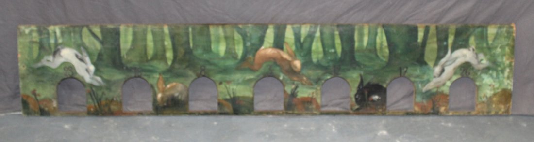 French Provincial painted pine panel with rabbits (1 of 3)