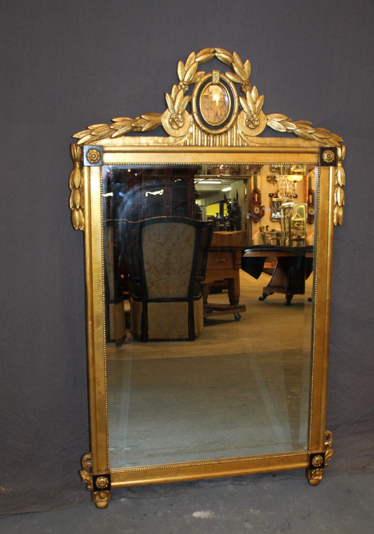 Empire style gold leaf mirror with laurel wreath (1 of 3)