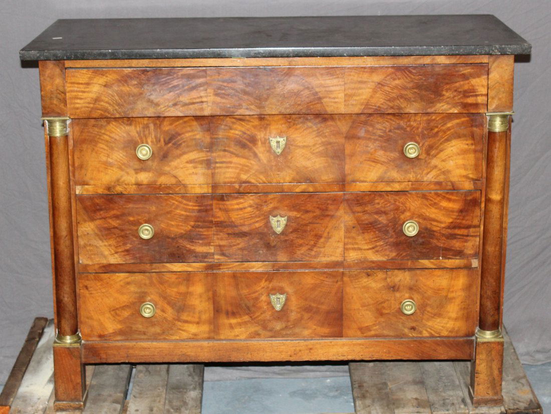 French Empire commode in burl with marble (1 of 5)
