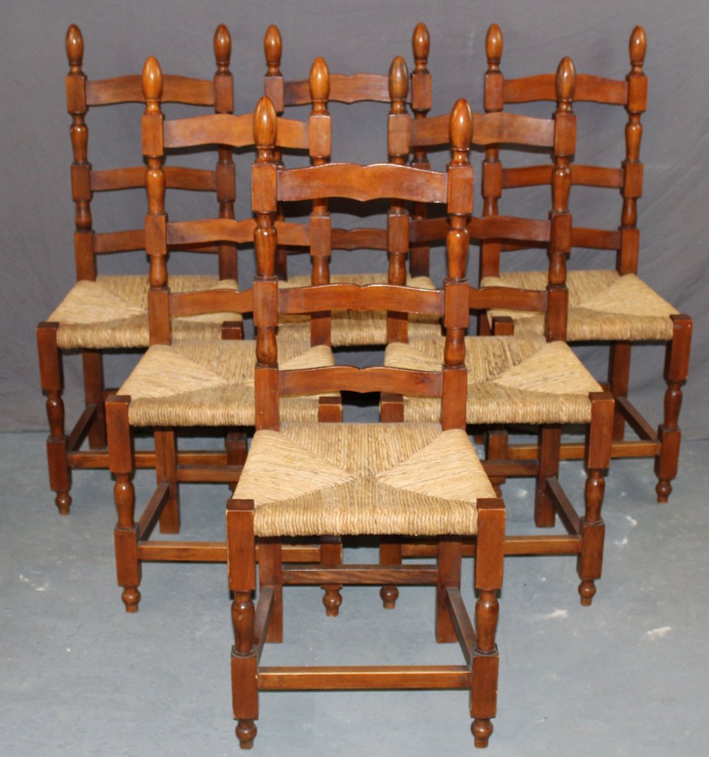 Set of 6 French Provincial ladder back chairs (1 of 4)