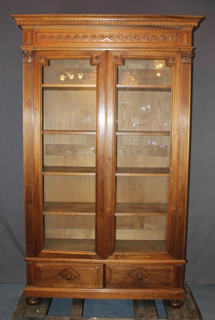 French Neo-classical walnut bookcase (1 of 6)