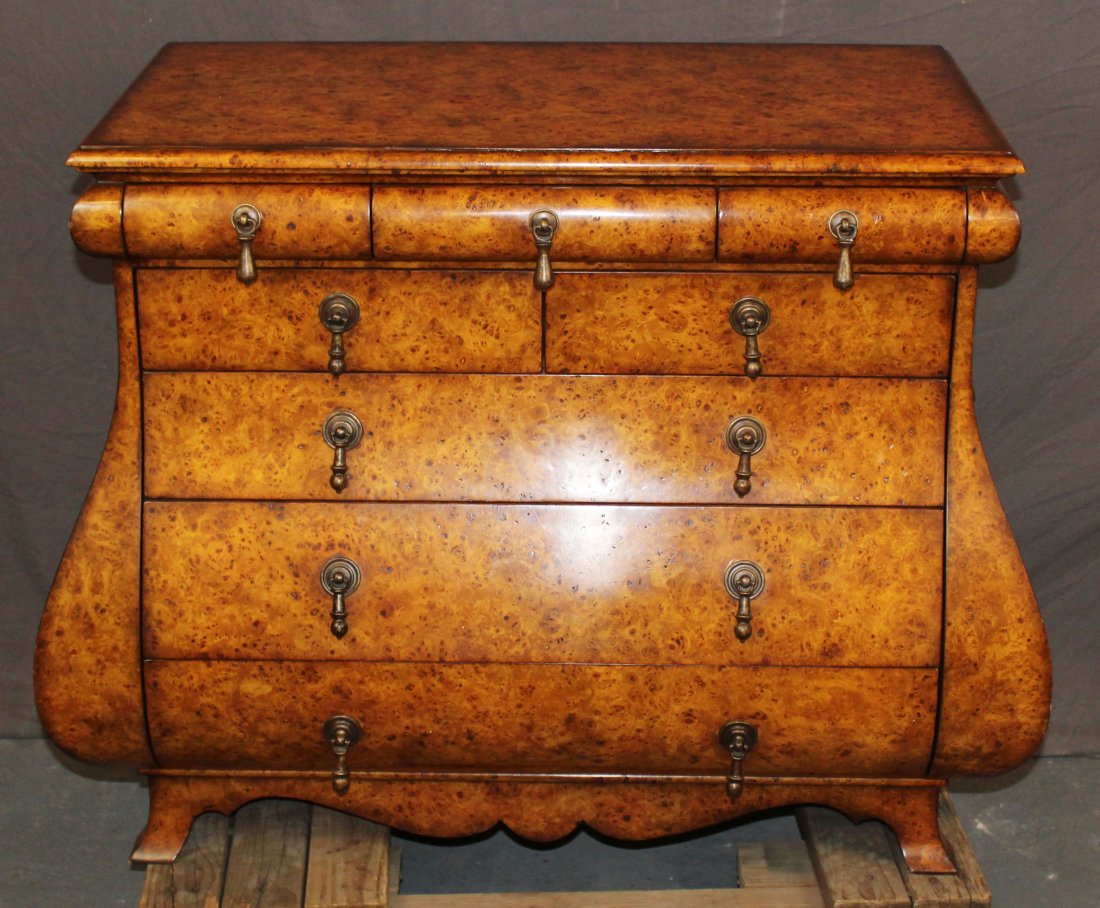 Burled elm Dutch style bombe commode (1 of 3)