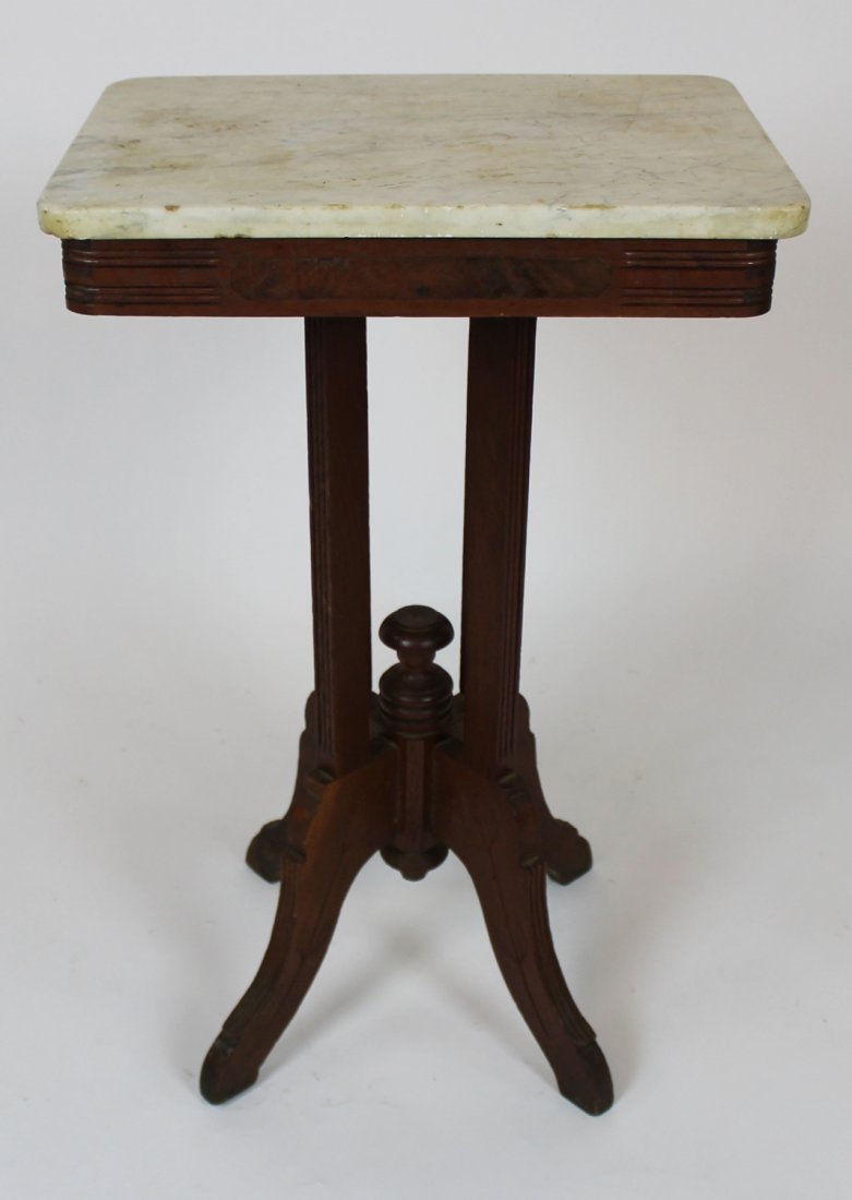 American Eastlake walnut side table with marble top (1 of 3)