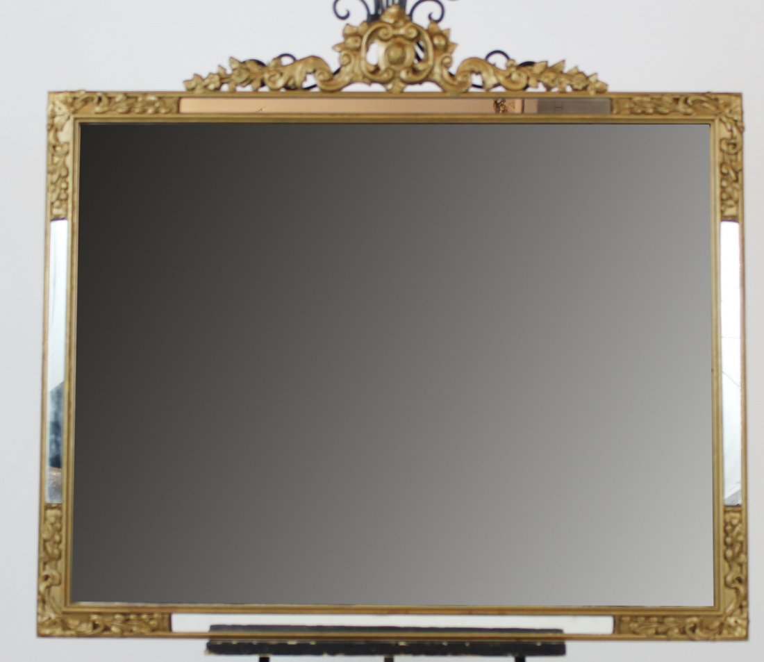 Vintage American gilt framed mirror with crest (1 of 4)