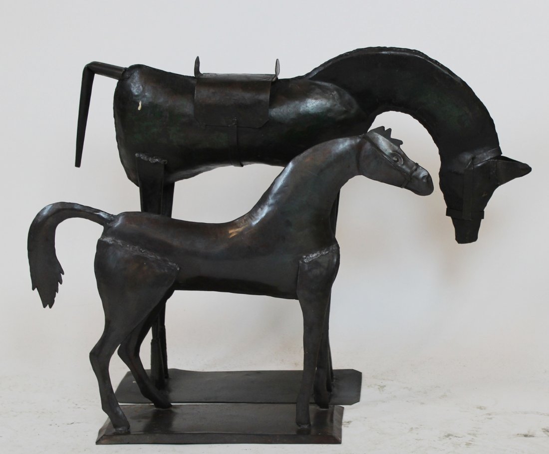 Pair of metal horse sculptures (1 of 2)