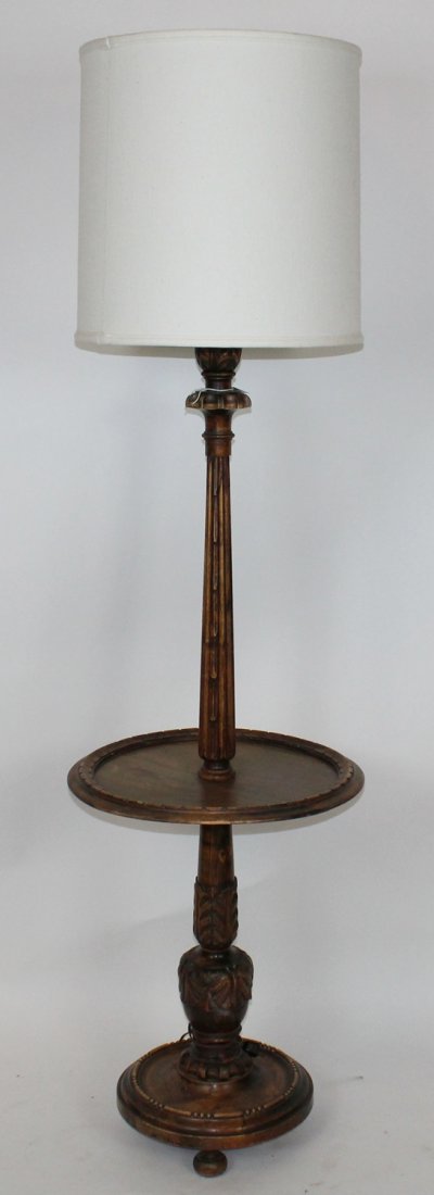 French fluted walnut floor lamp (1 of 4)