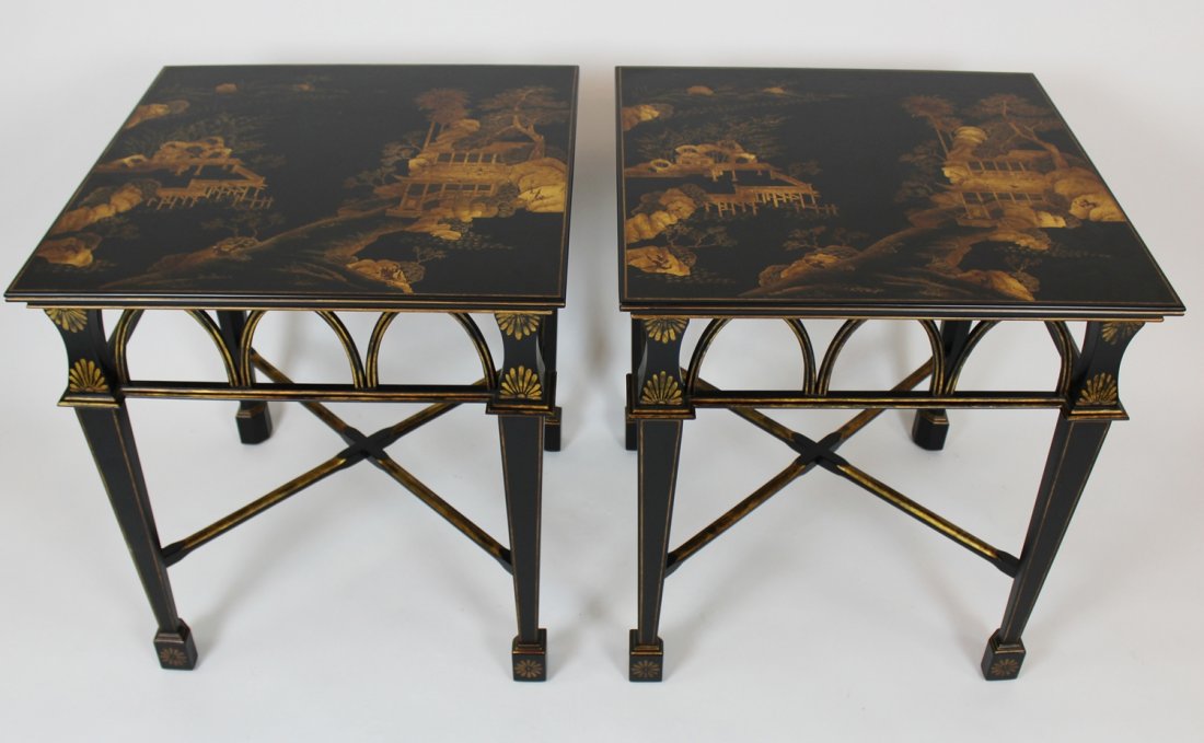 Pair EJ Victor Chinoiserie side tables (1 of 3)