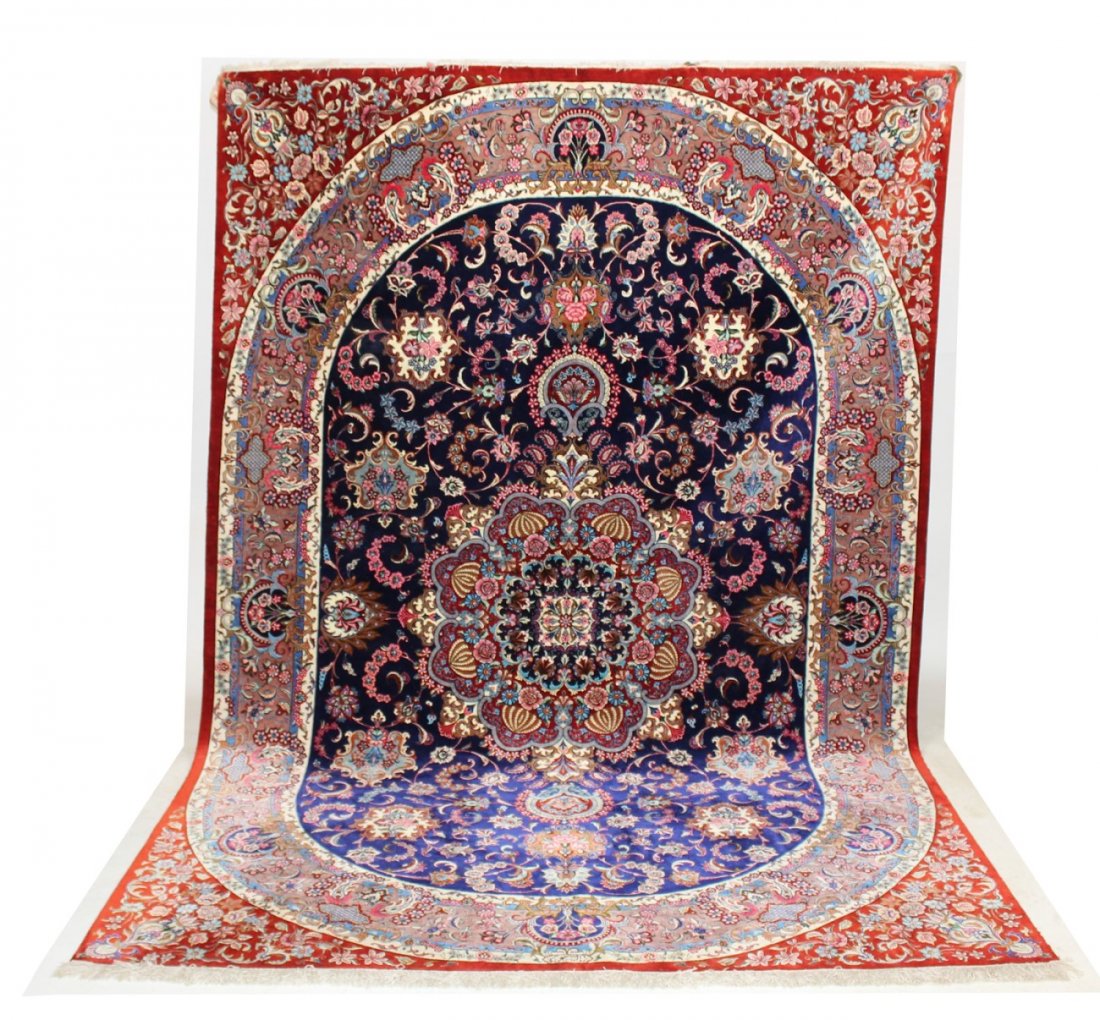 Signed Persian silk rug 9'10 x 6'6 (1 of 10)