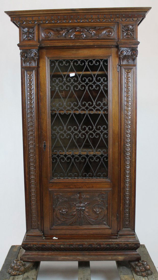 Italian Renaissance single door bookcase with iron gril (1 of 4)