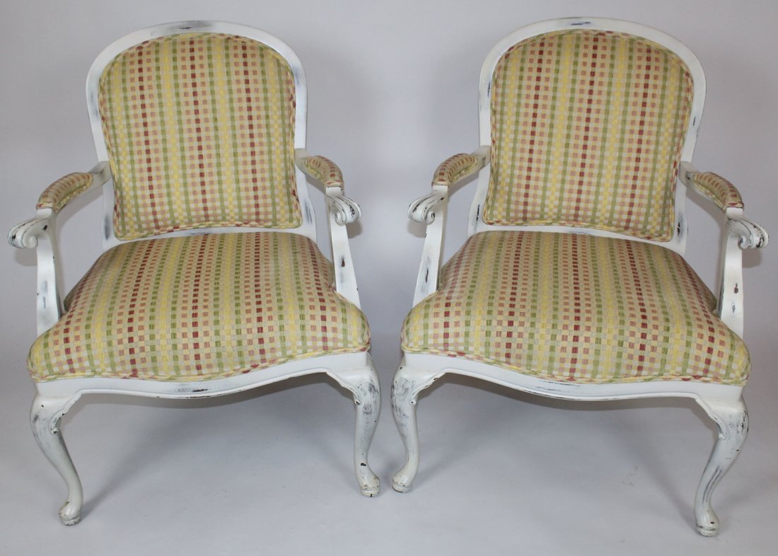 Pair of Queen Ann style armchairs with pad feet (1 of 5)
