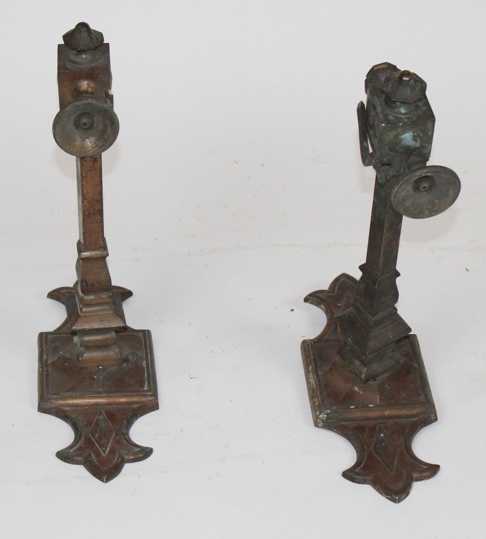 Pair French bronze wall mount post lights (1 of 3)