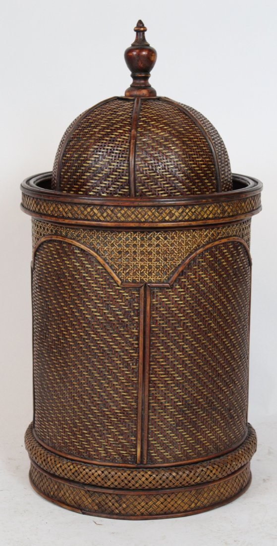 Onion top rattan lidded basket: Onion dome top rattan lidded basket. 36"h