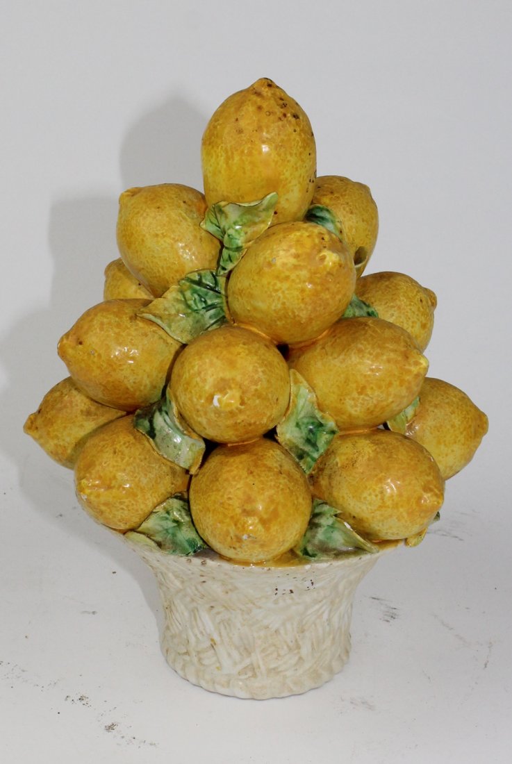 Italian porcelain lemon topiary: Italian porcelain lemon topiary. 9 1/2"h
