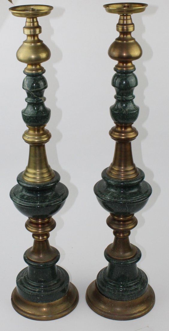 Pair of marble & brass candlesticks (1 of 4)