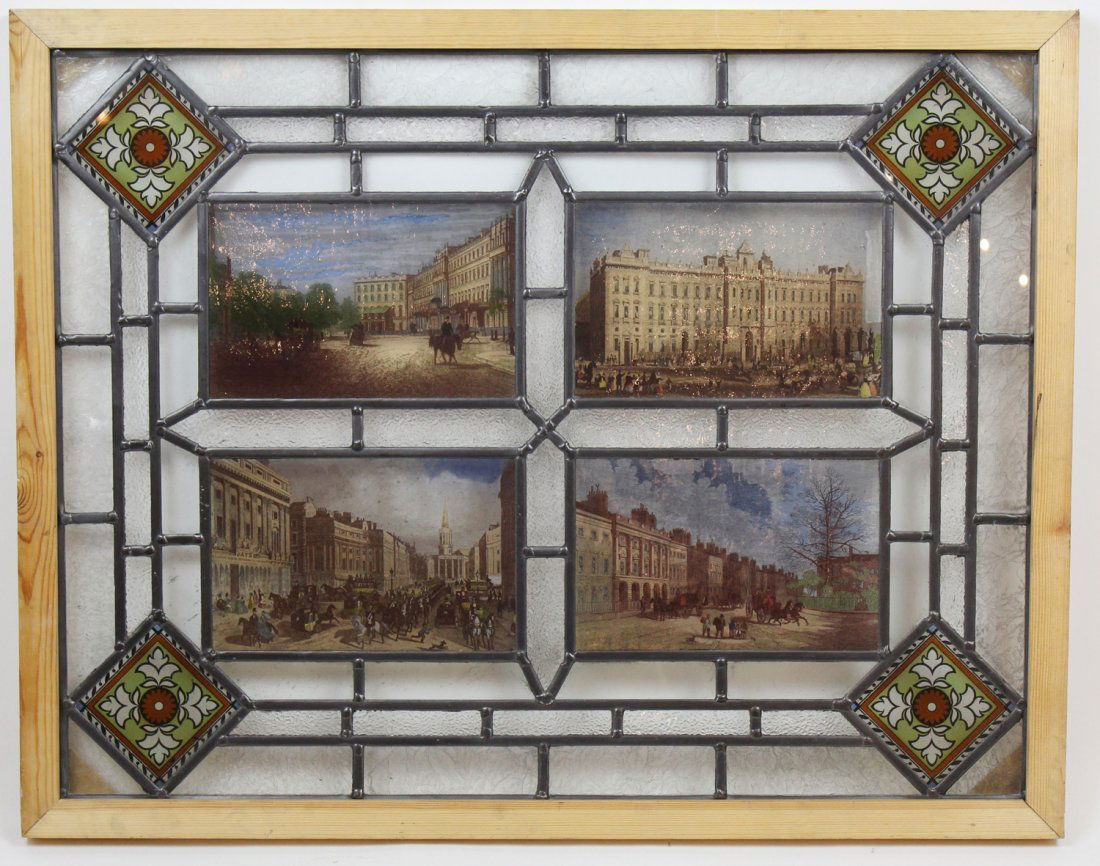 English stained, painted & leaded glass window (1 of 5)