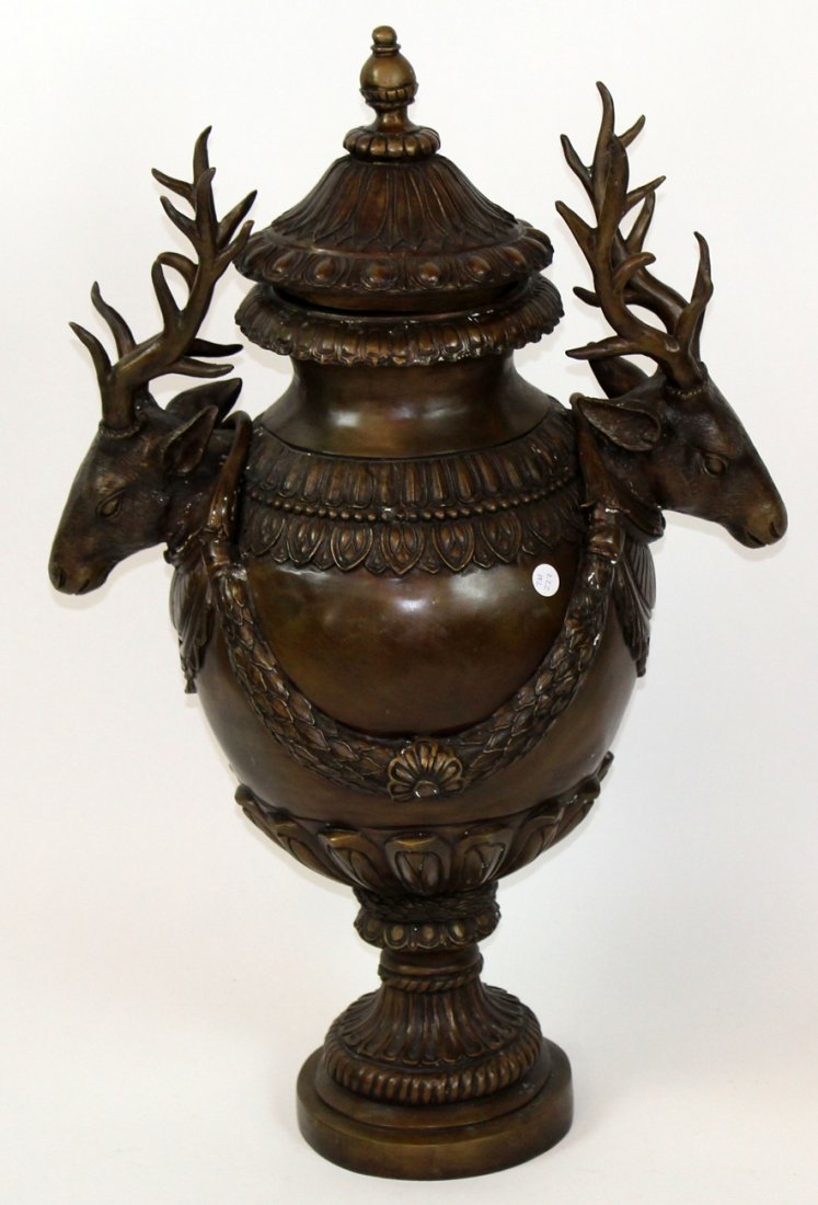 Bronze lidded urn with stag head (1 of 5)