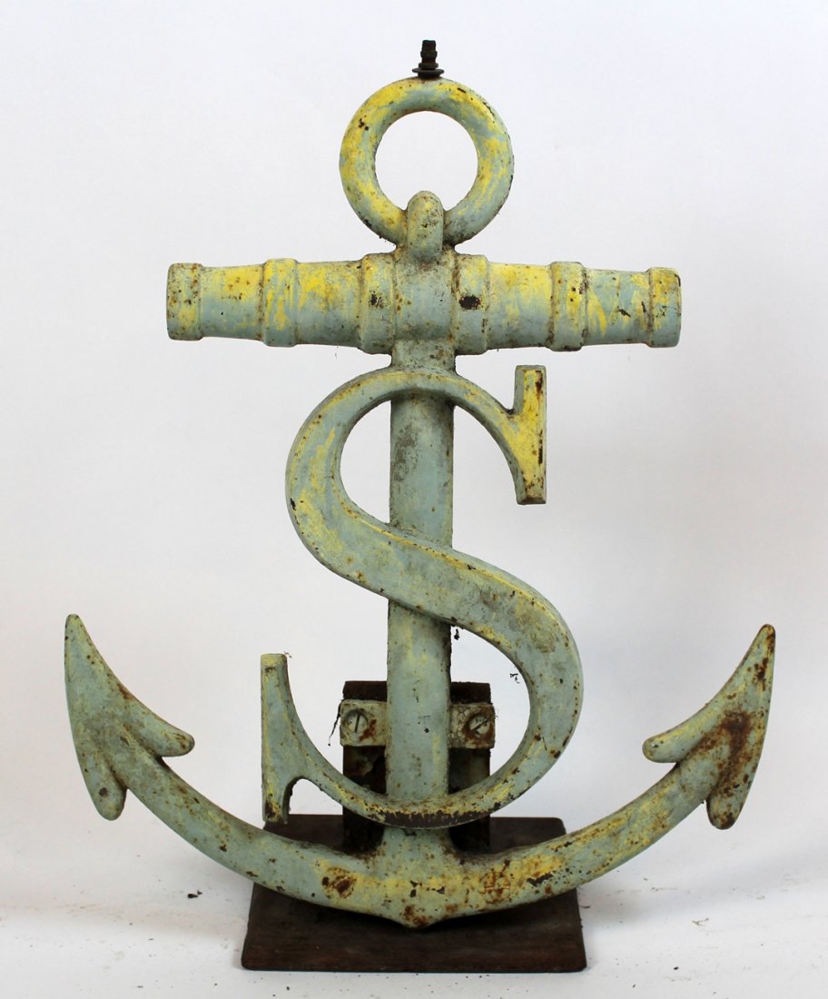 French cast iron sign in the form of an anchor (1 of 5)