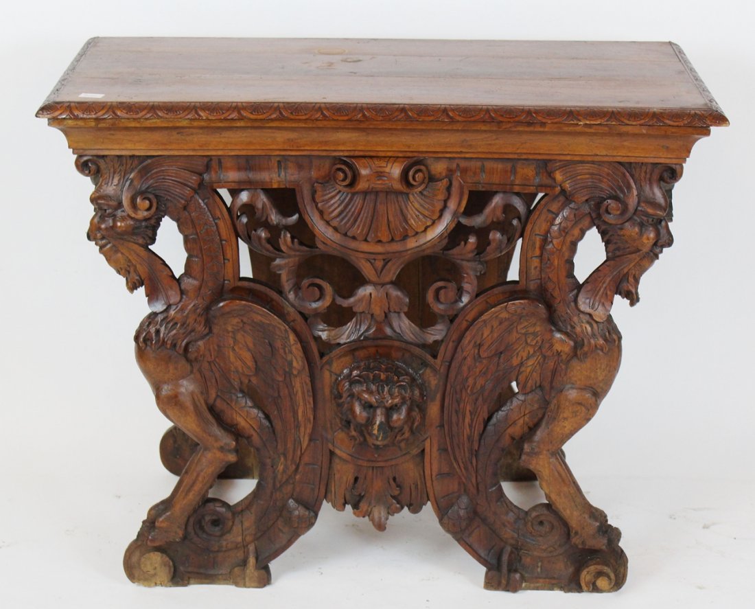 French Mannerist heavily carved console with chimera (1 of 8)