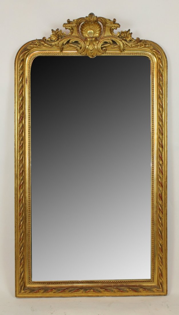 French Louis XV gold leaf mirror with rocaille shell (1 of 7)