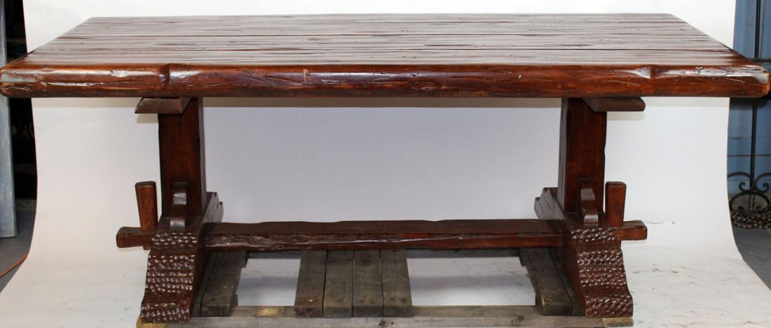 Rustic plank top trestle table (1 of 4)