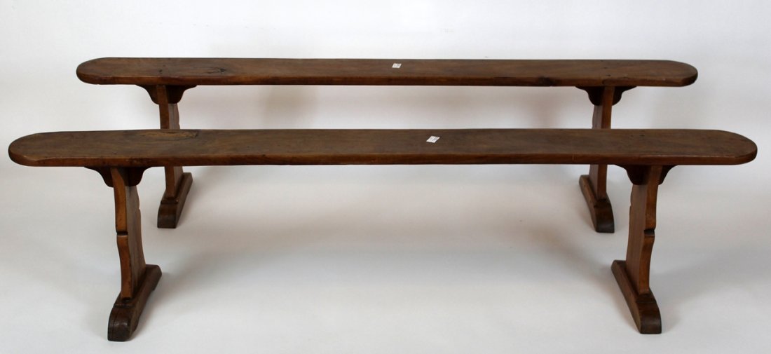 Pair of French farmhouse backless benches (1 of 5)