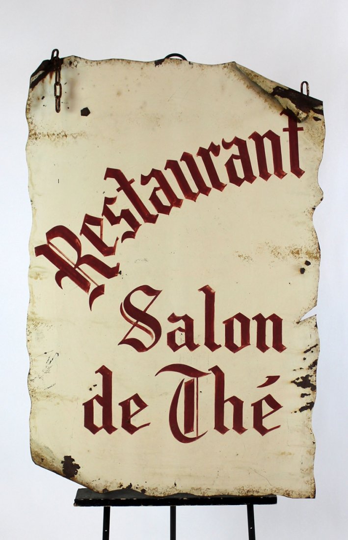 French double sided metal Restaurant sign (1 of 5)