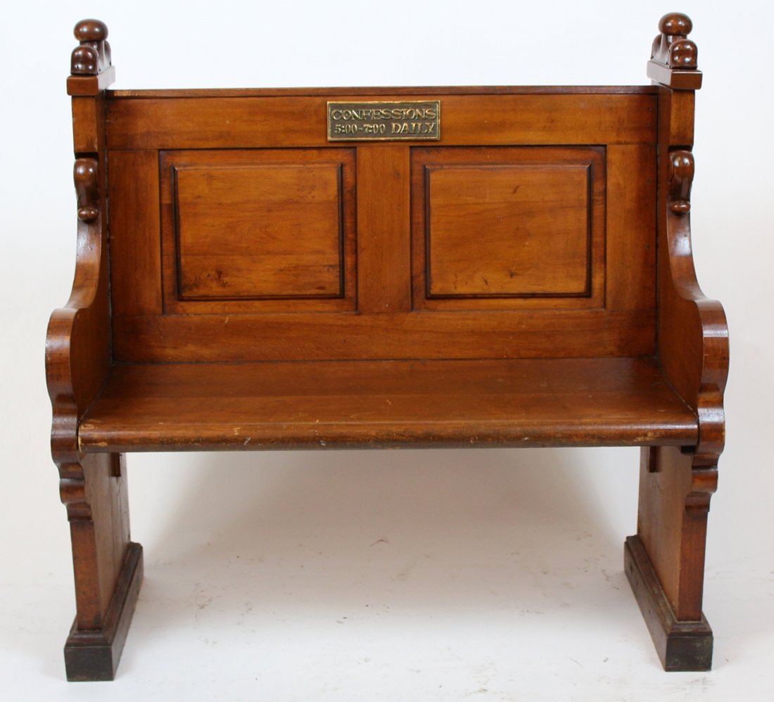 American church pew in walnut (1 of 5)