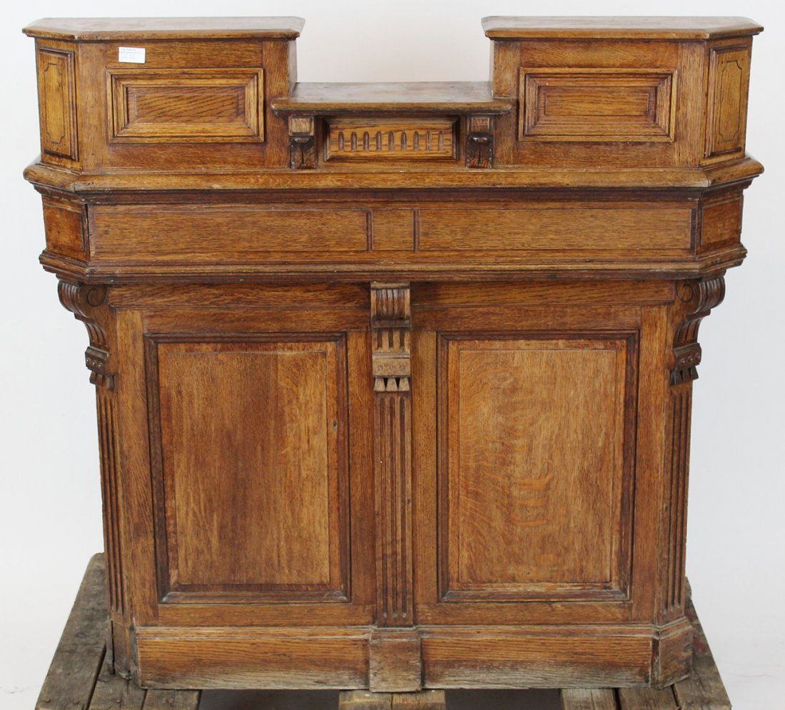 French Provincial cashiers stand in oak (1 of 6)