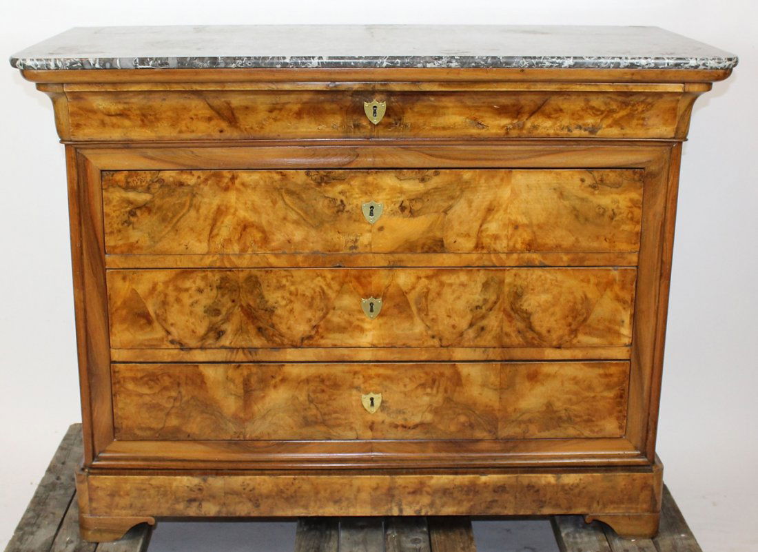 French Louis Philippe commode in burled walnut (1 of 3)