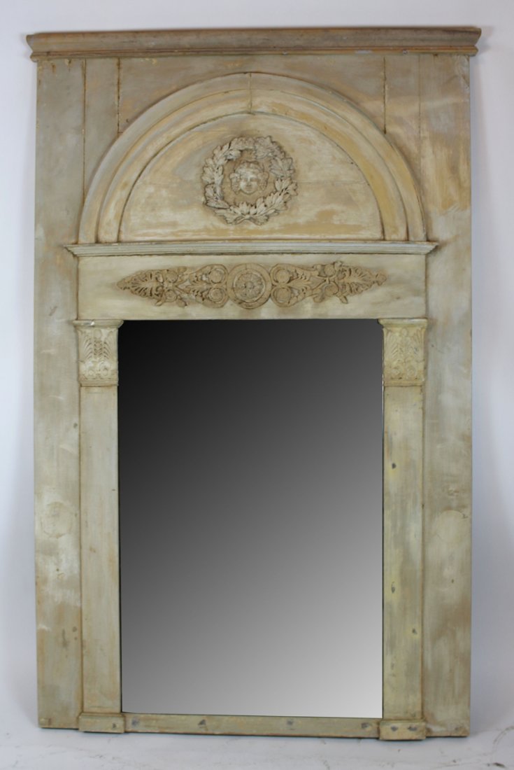 French Trumeau mirror with Bacchus & laurel wreath (1 of 5)