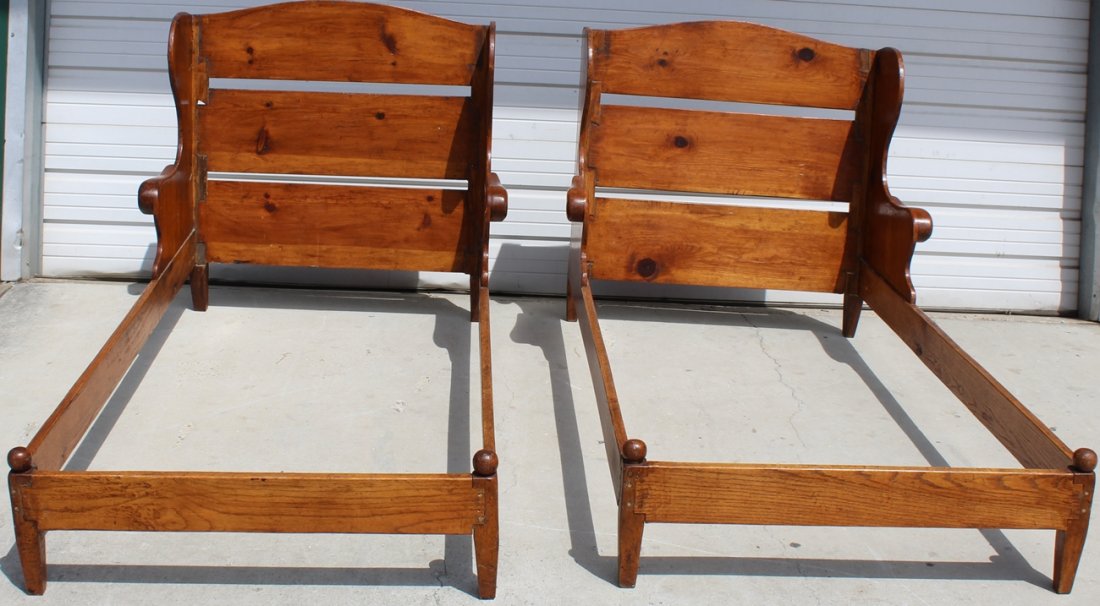 Pair of primitive pine twin beds (1 of 5)