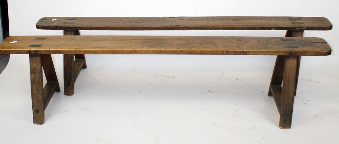 Pair of companion French backless benches (1 of 4)