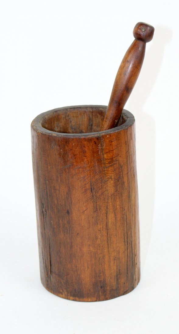 Primitive wooden mortar & pestle (1 of 2)