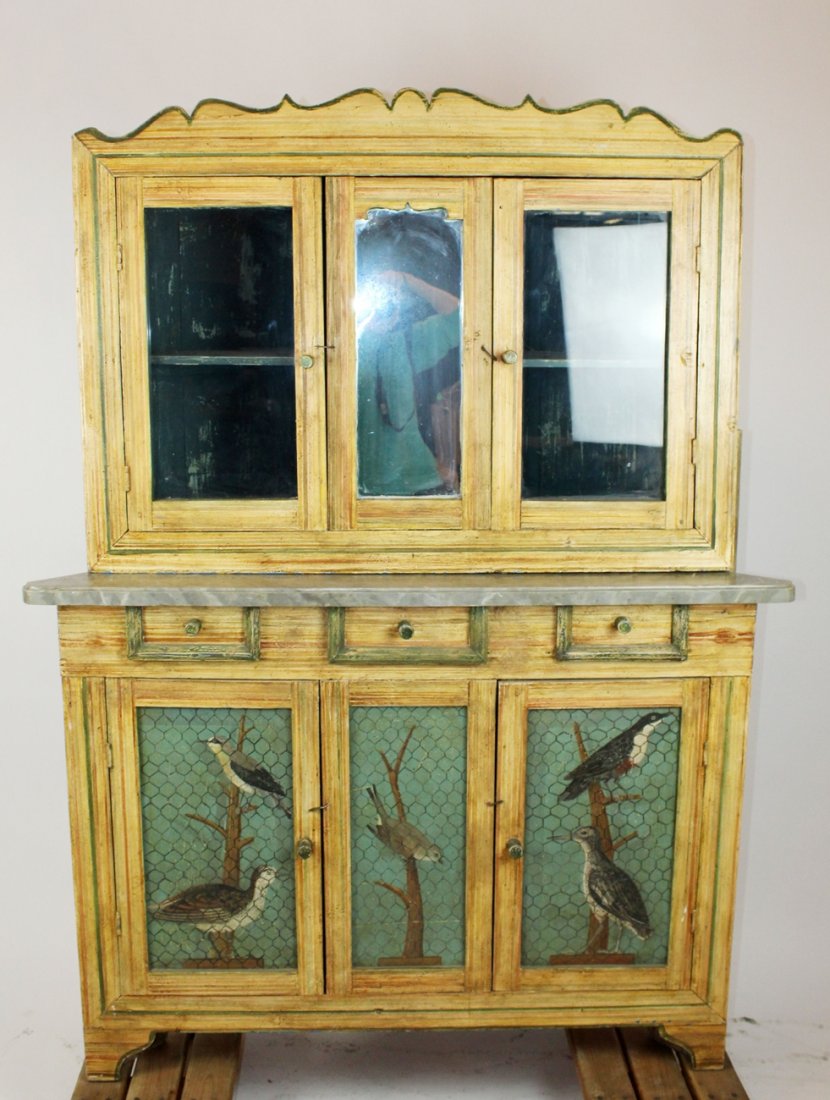 Painted corner cabinet with glass & mirrored top (1 of 5)