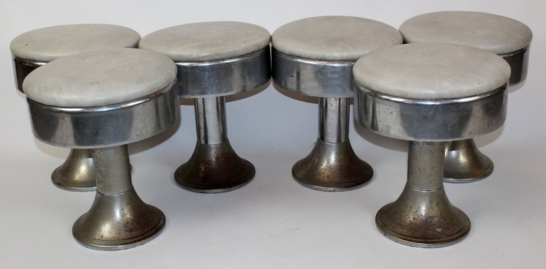 Set of 6 Mid century chrome diner stools (1 of 4)